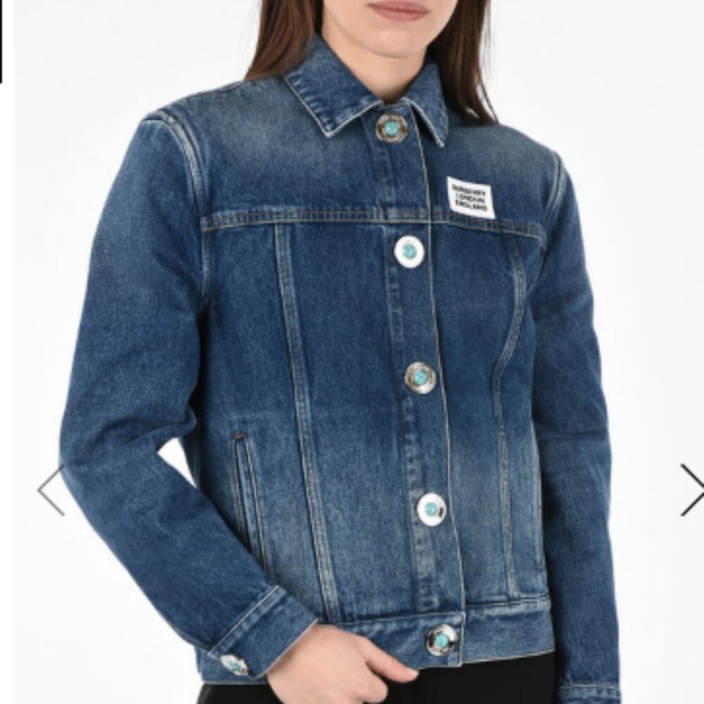 BURBERRY Denim Jean Jacket with Jewel Buttons